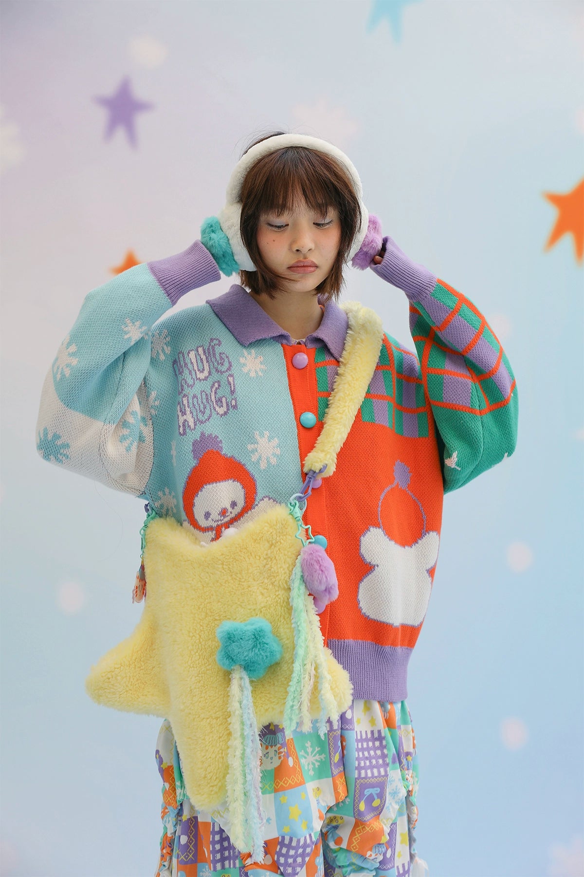 Frufru - Cute Lolita Bag Cartoon Stars Yellow Plush Bag