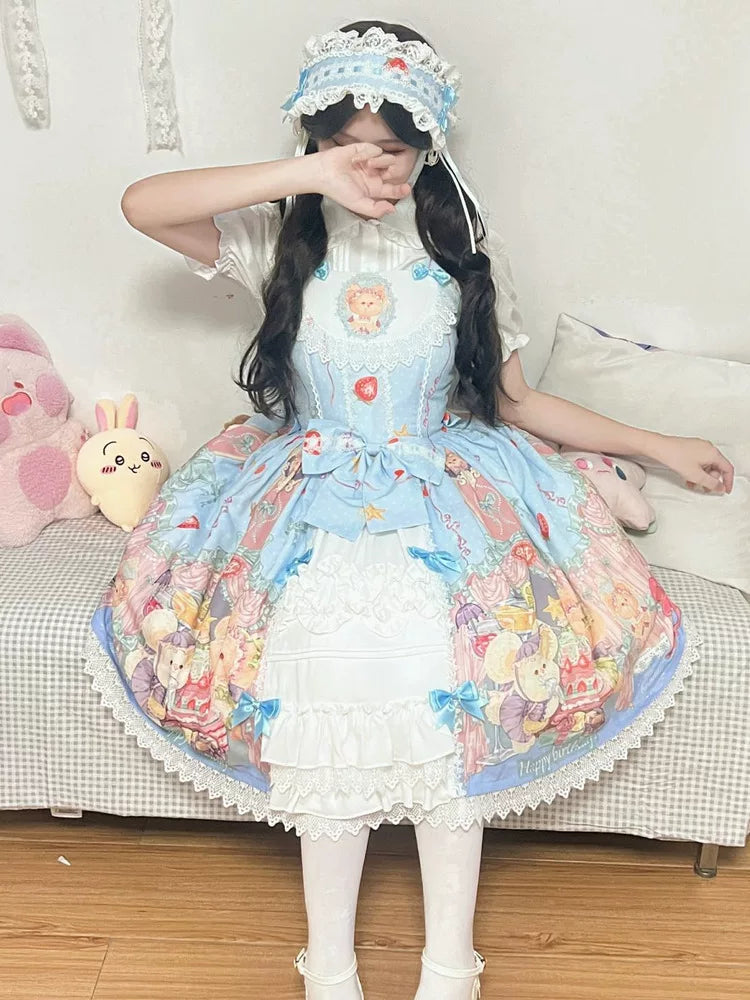 Qiqi Birthday Party - Plus Size Printed Sweet Lolita JSK, Front-open Design (2XL 3XL 4XL 5XL 6XL 7XL L M S XL XS) 45854:865262