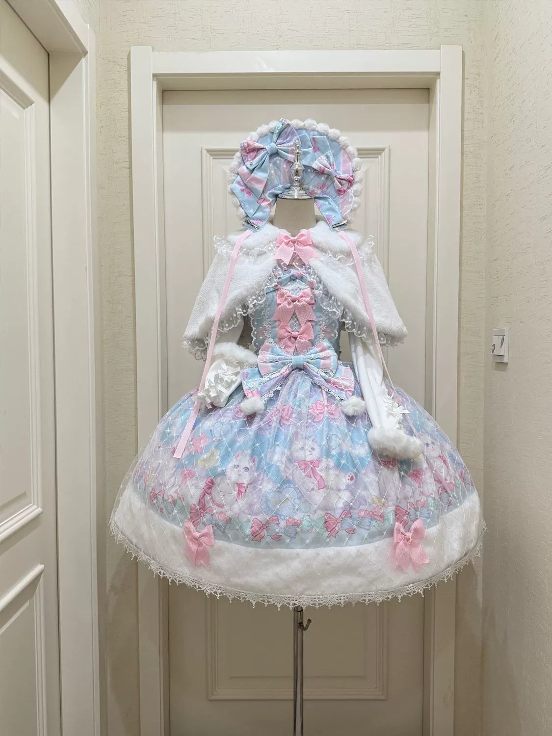 Hanguliang - Candy Mary Cat - Fluffy Sweet Lolita JSK Dress, Kitten Print