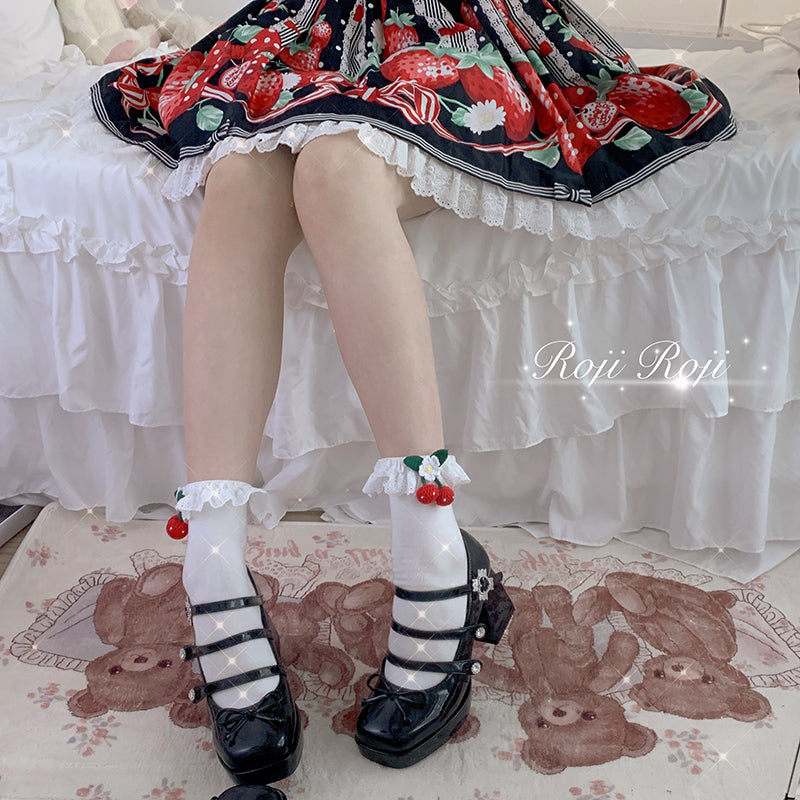 Roji Roji~Kawaii Lolita Cotton Mid-Calf Socks   