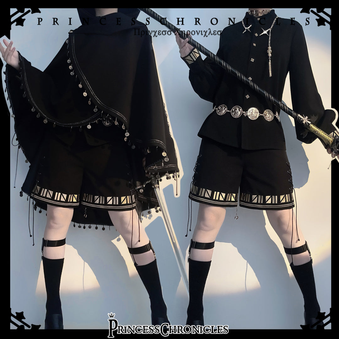 Princess Chronicles~Black Cat~Black Ouji Lolita Cape with Cool Cat Ear Hood