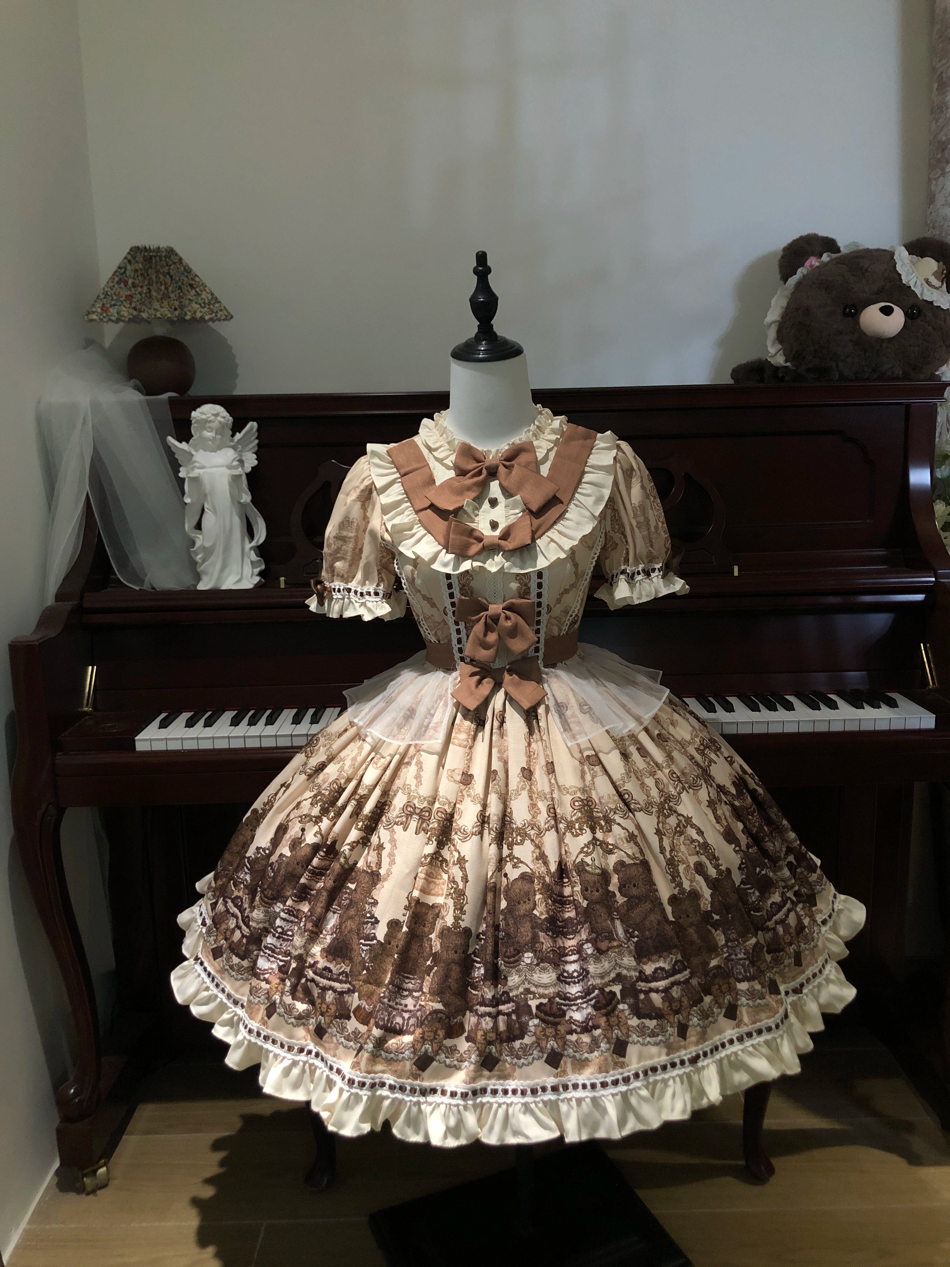 Doll Poem - Old School Lolita Printed OP, Zipper Clousure Short Sleeve OP Only S