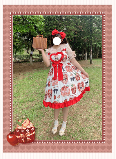 Niu Niu~Apple Teddy~Summer Plus Size Sweet Lolita JSK   