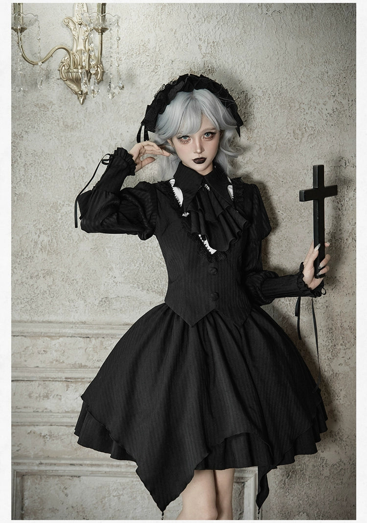 With PUJI - Night Talk - Gothic Lolita Skirt Dress Set, Batwing-shaped Accents 44188:797677