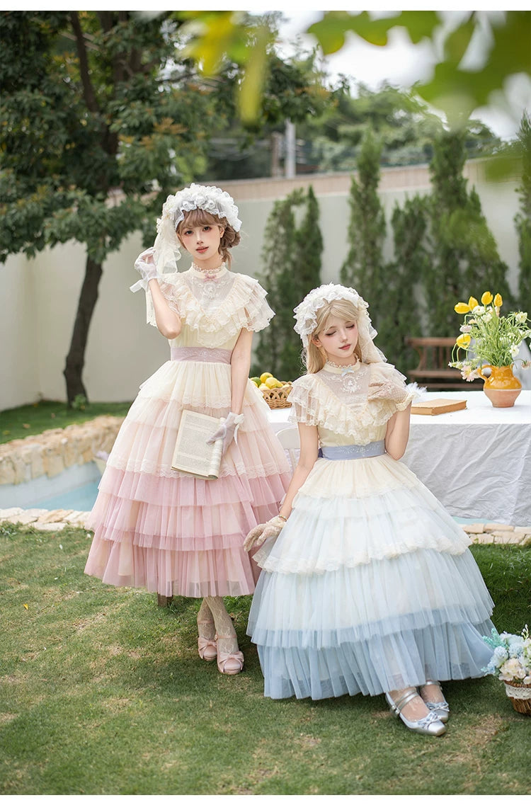 True Vow - Embroidered Classic Lolita Dress, Layered Gradient Hem