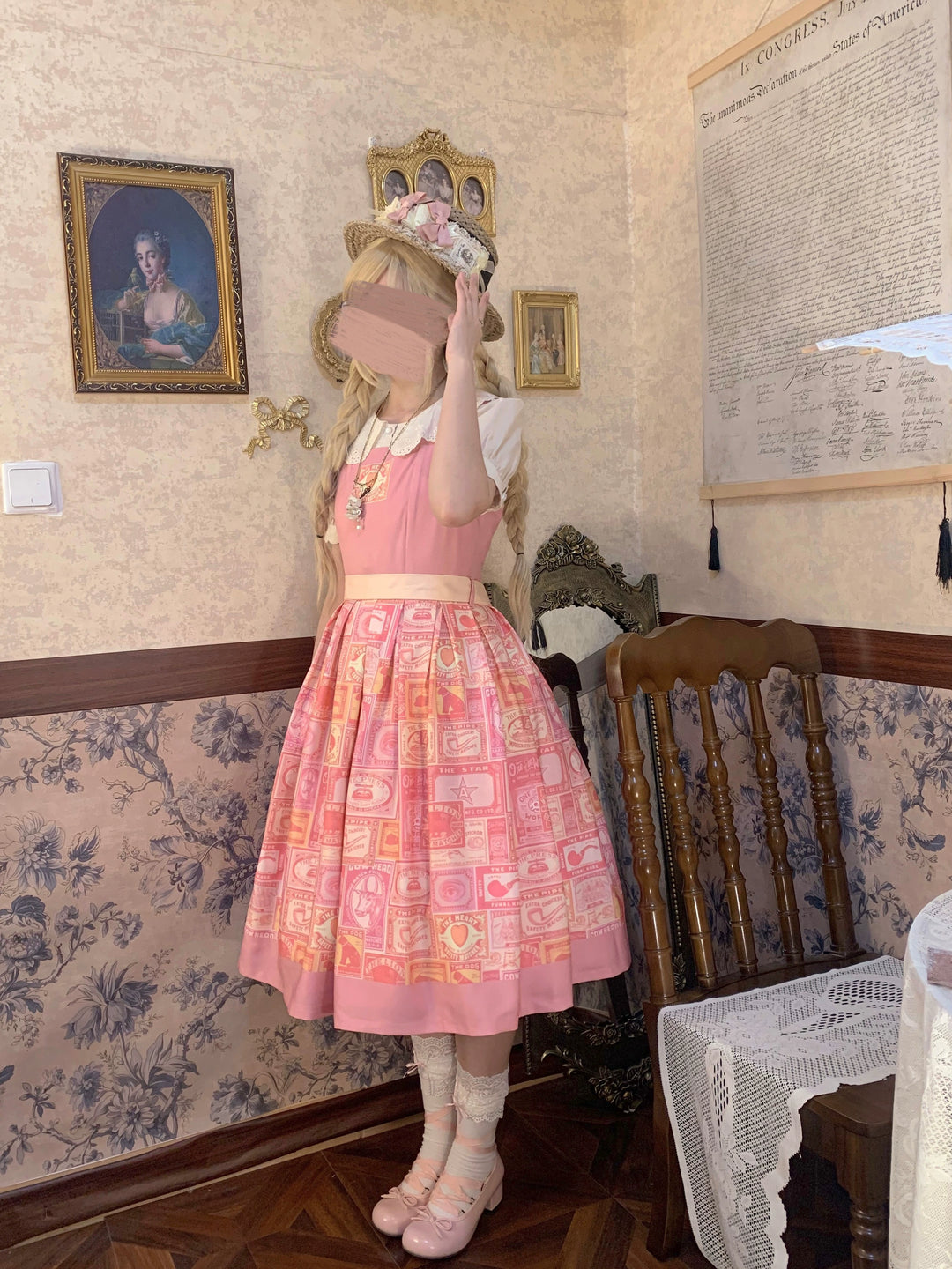 Miss Cube - Antique Label - Retro Lolita JSK Dress Print Daily Dress