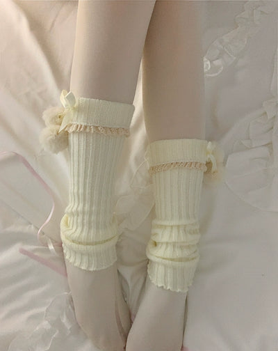 Roji Roji~Sweet Lolita Leg Warmmer Lace and Butterfly Bow   