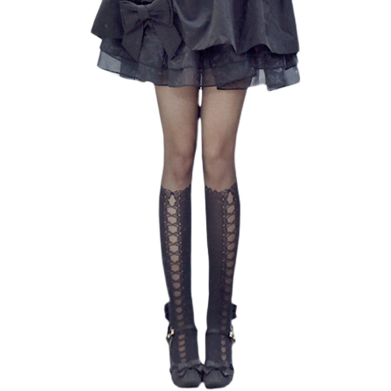 (Buyforme)WUXIAOLIU~Lolita JK Uniform Black Pantyhose free size black 
