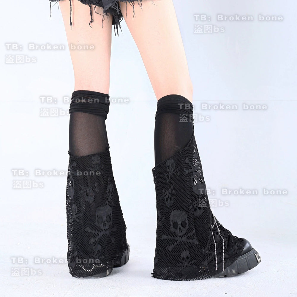 Broken Bone~Punk Lolita Leg Sleeve Skull Gauze Leg Socks   
