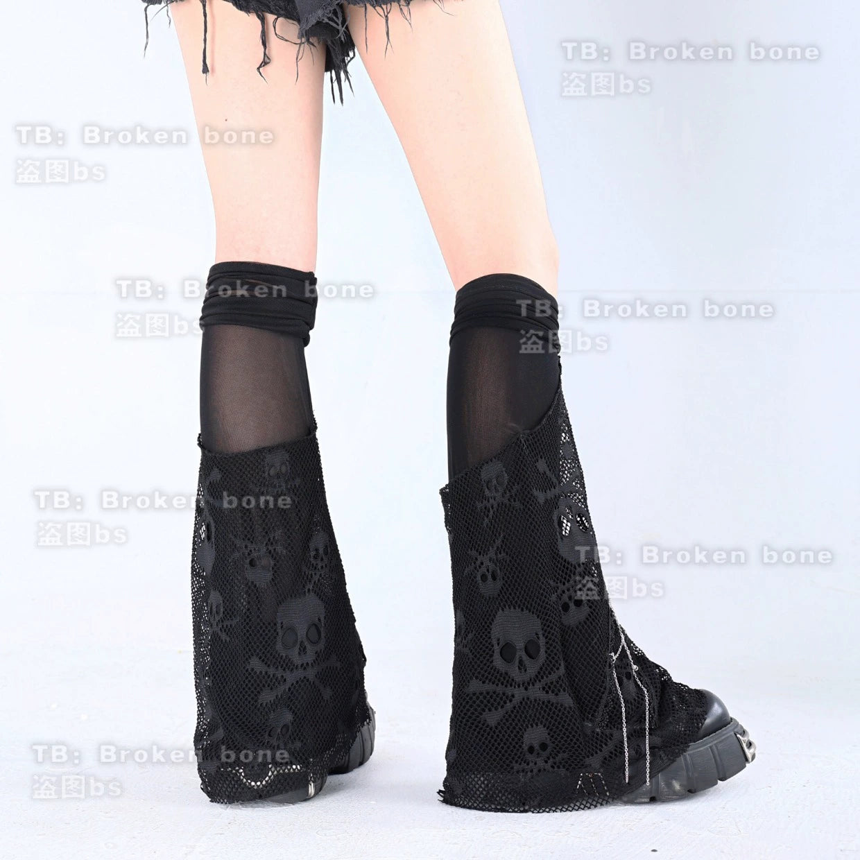 Broken Bone - Punk Lolita Leg Sleeve Skull Gauze Leg Socks