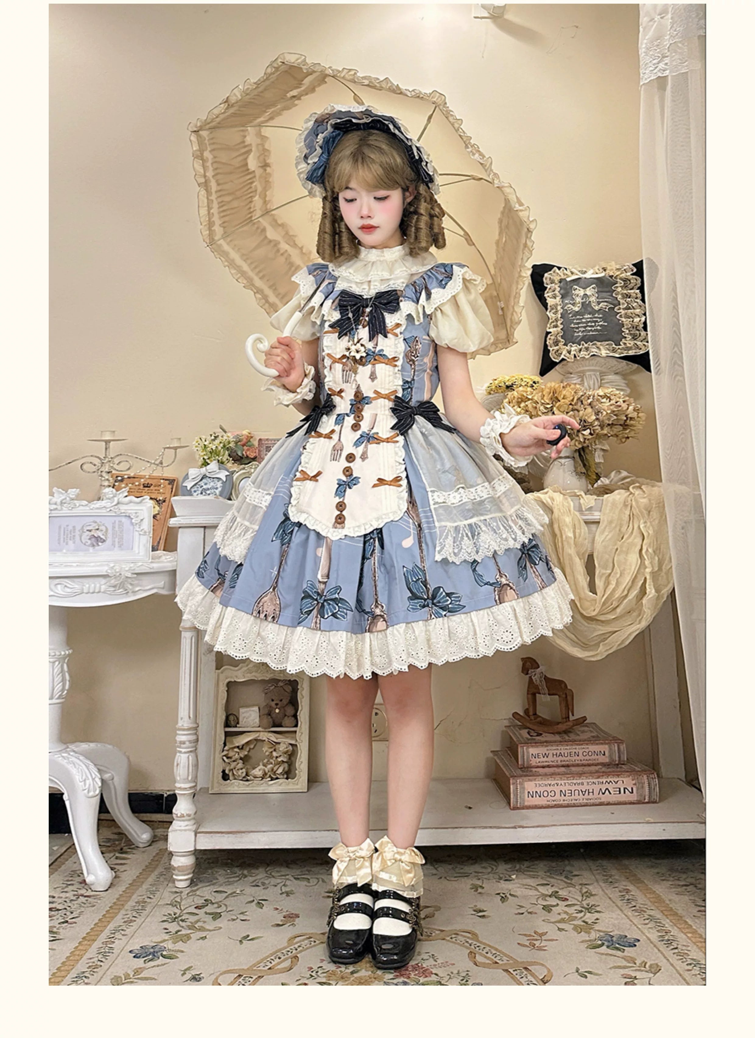 Witch's Banquet - Printed Doll-like Sweet Lolita OP, Apron-like Front 44634:816906