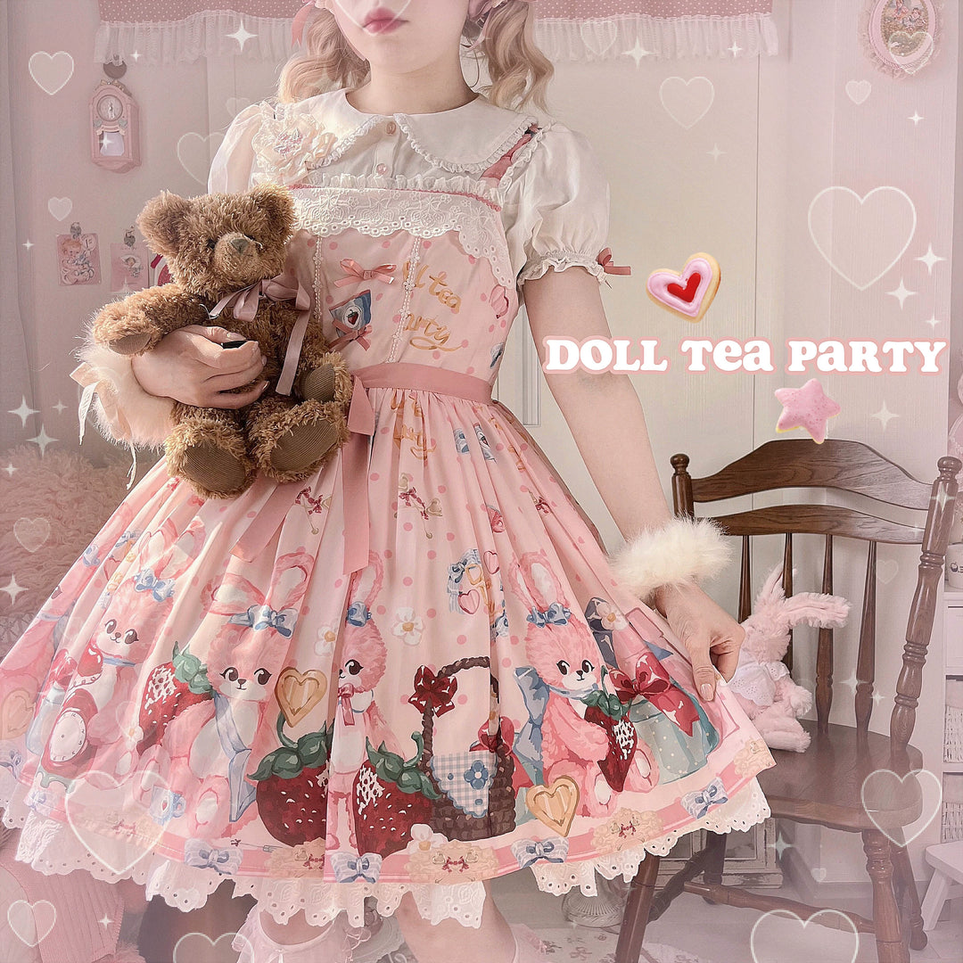 Doll tea party~Showa Rabbit~Kawaii Lolita Dress Summer Sweet Lolita OP JSK   