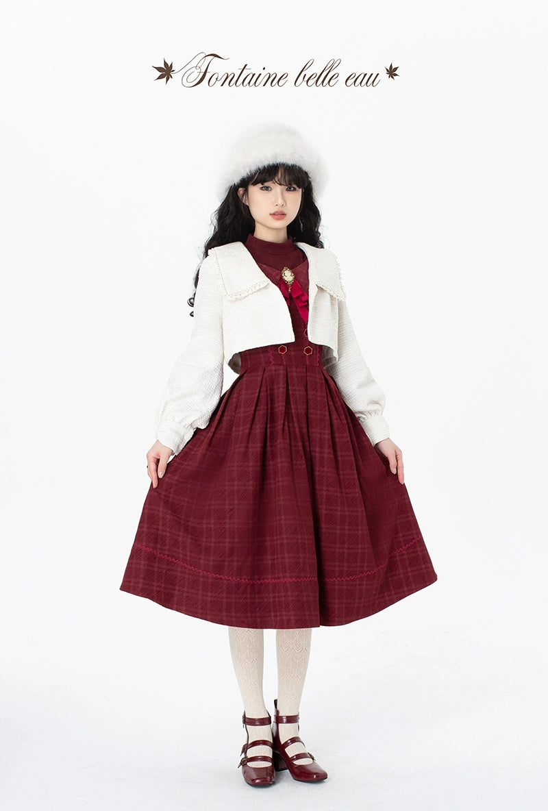 ZeeYe~Maple Dan Bai Lu~Classic Lolita Plaid Dress Long Sleeved OP 41384:692708