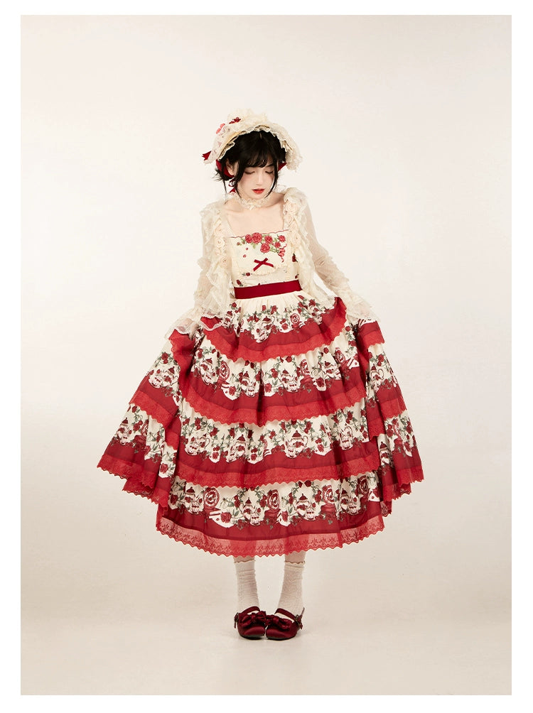 With PUJI~Flower Visage~Summer Lolita Sheer Cardigan with Rose Brooch 42927:759136