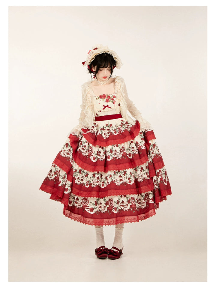 With PUJI~Flower Visage~Summer Lolita Sheer Cardigan with Rose Brooch 42927:759136