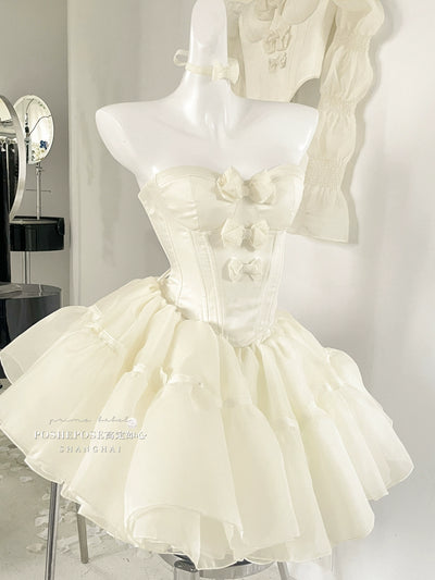 POSHEPOSE~Gorgeous Lolita OP Dress High-end Bow Princess Dress Yellow XS 
