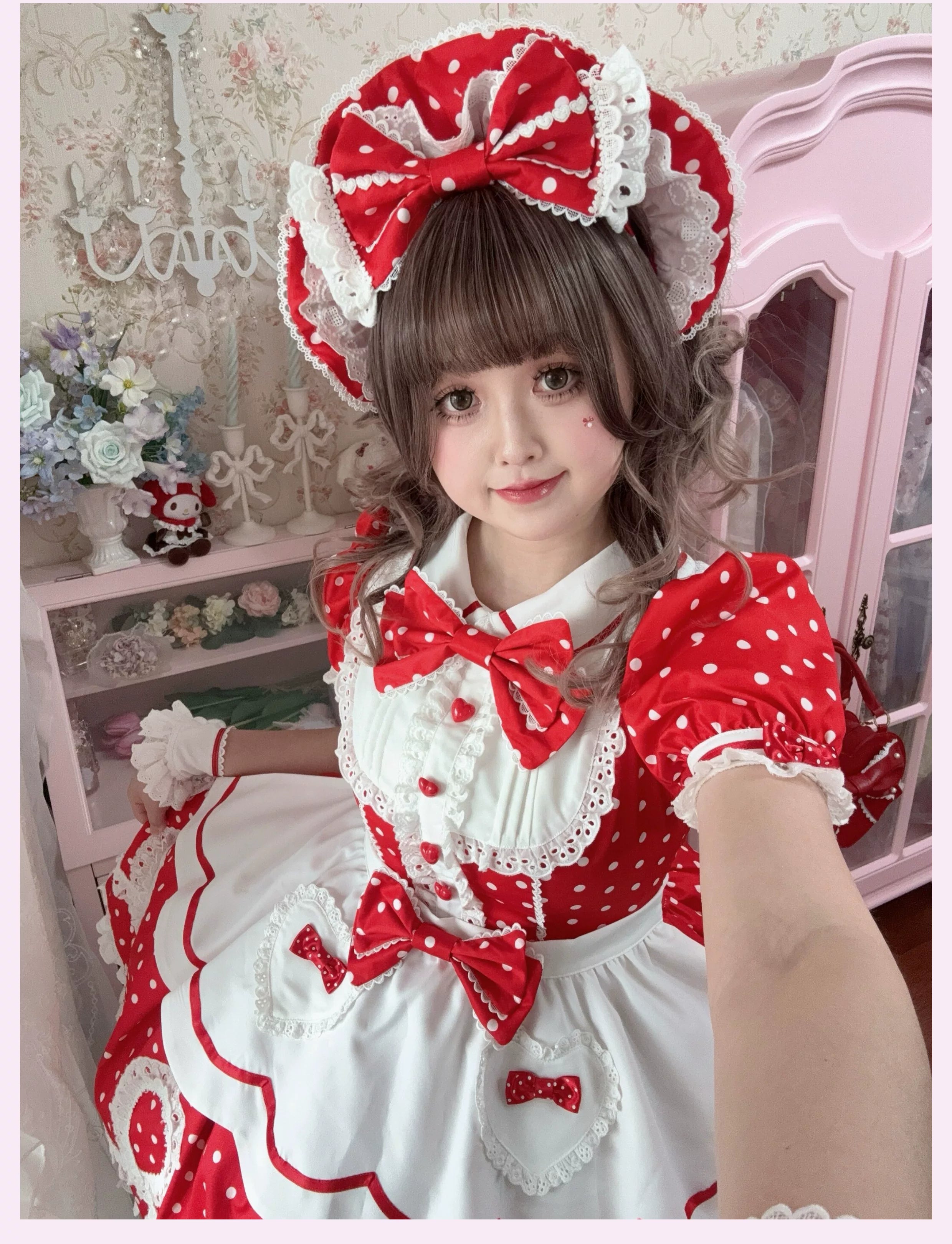 Candy Shop Manager - Old School Lolita Striped OP Dress, Detachable Apron