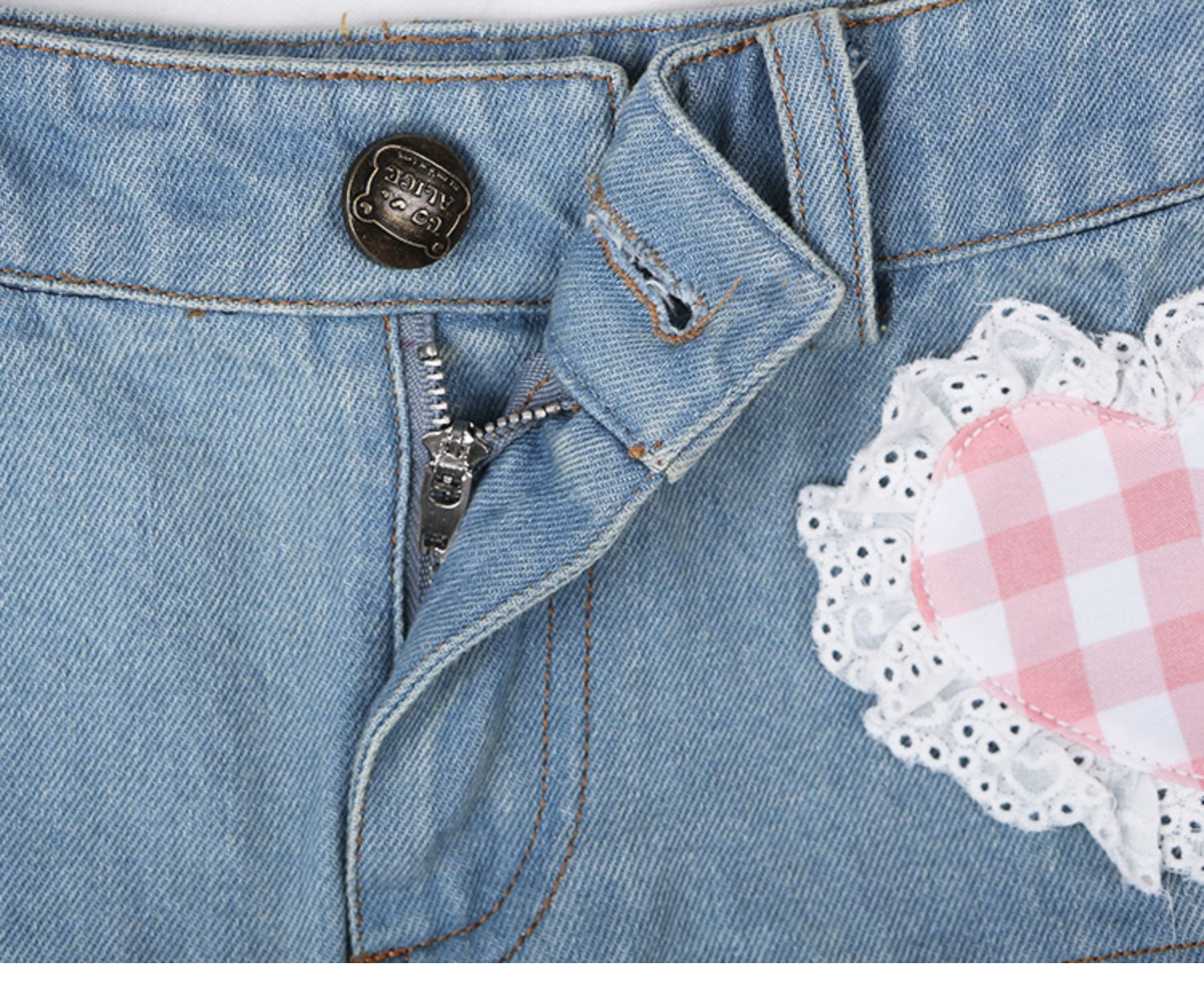 Cute Blue Half Skirt with Butterfly Bow and Plaid