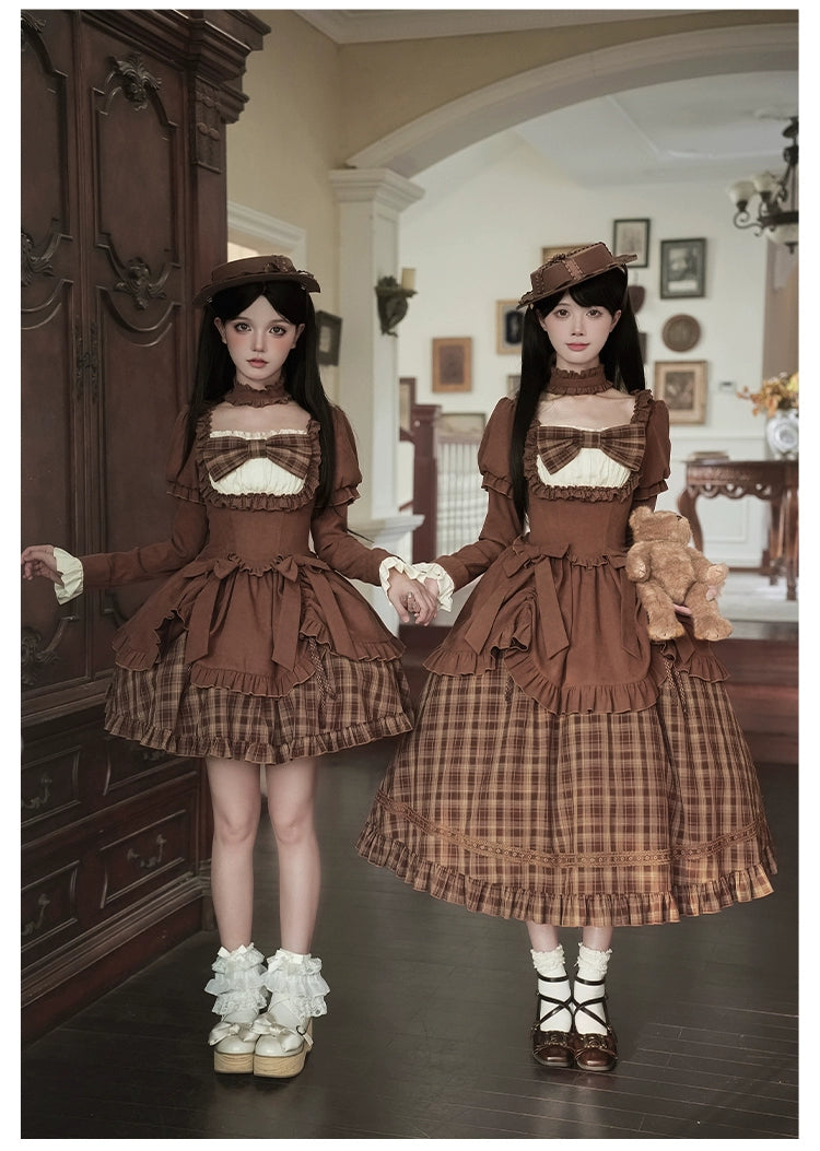 With PUJI - Oak Hymn - Classic Lolita Plaid OP Suit, Side Zipper 43924:791257