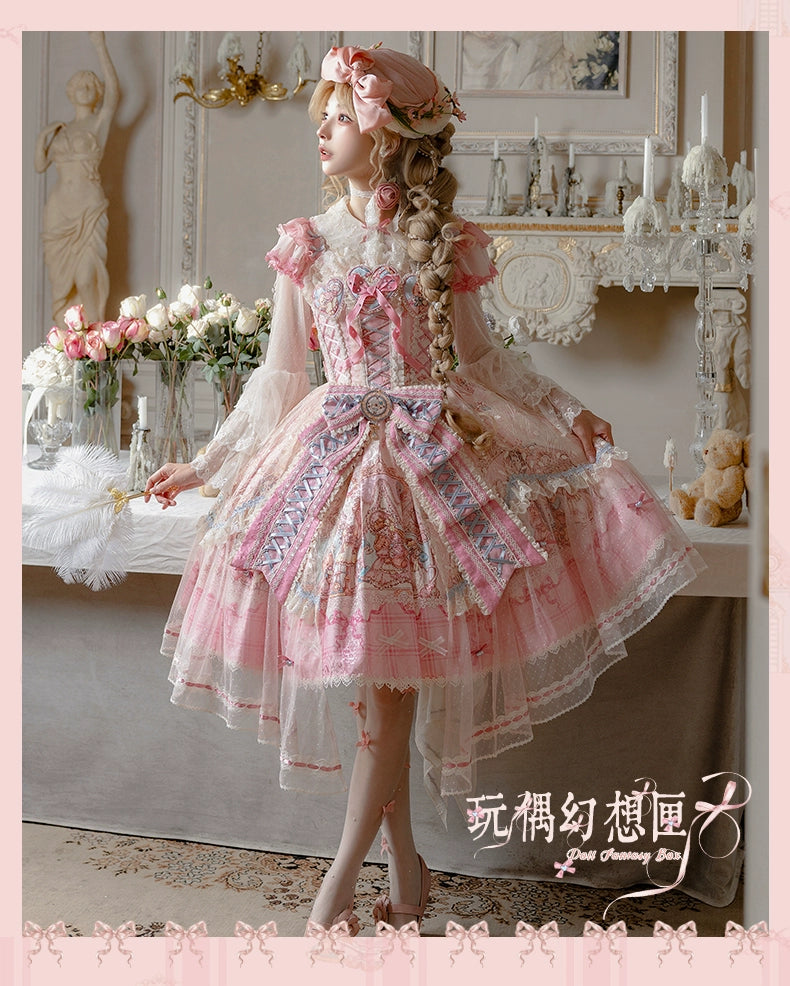 YingLuoFu - Doll Fantasy Box - Sweet Lolita JSK Dress & Tulle Blouse Set 44261:801468