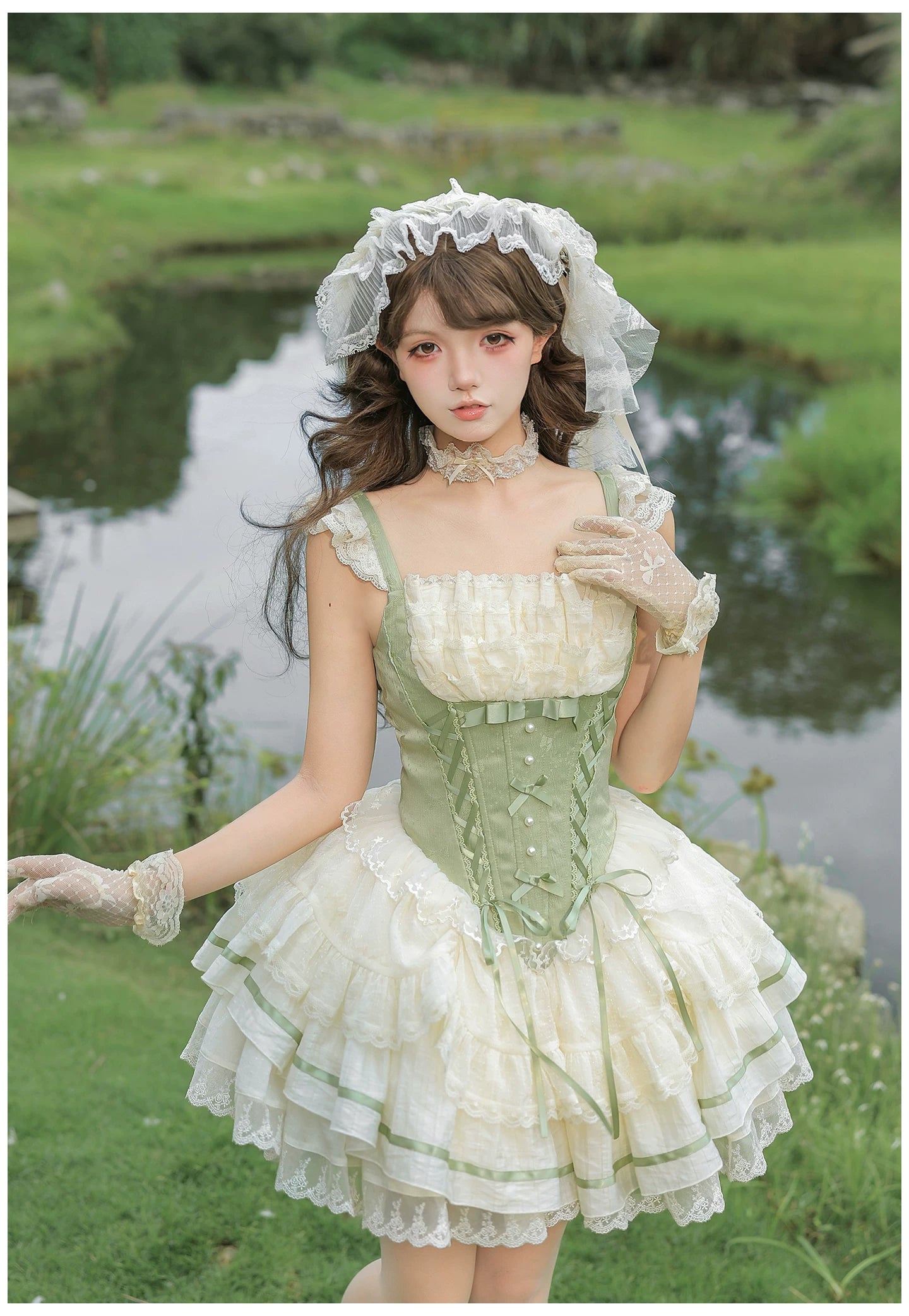 Unfailing - Classic Lolita Bow Jacquard Corset JSK Dress 45632:856659