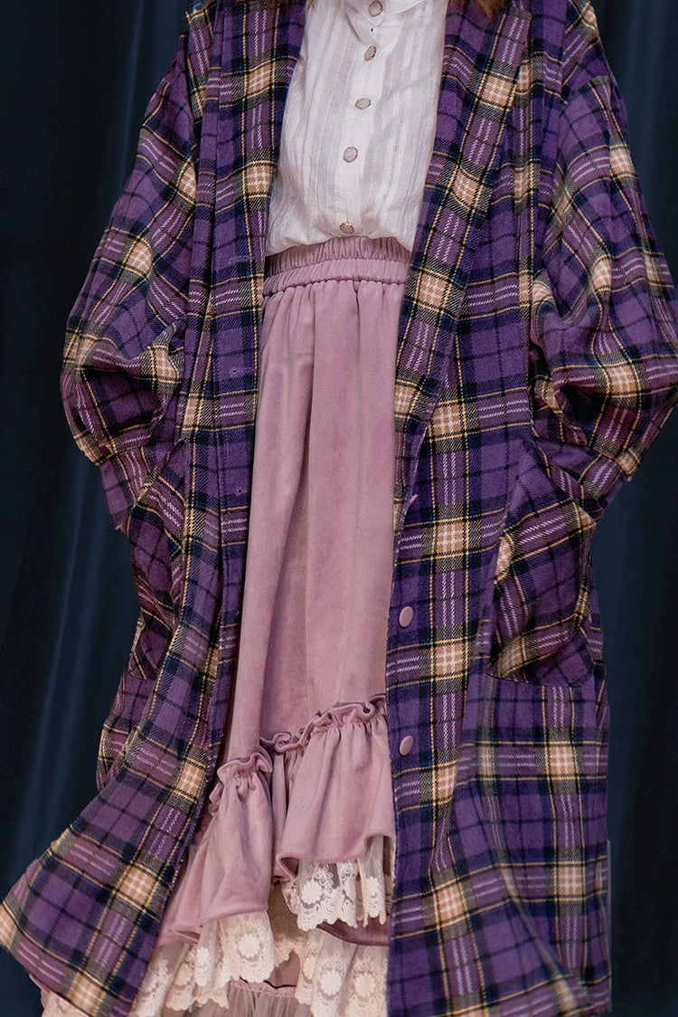(BFM)Pinkwink~Night Star Autumn Purple Skirt Lace Irregular Hem SK   