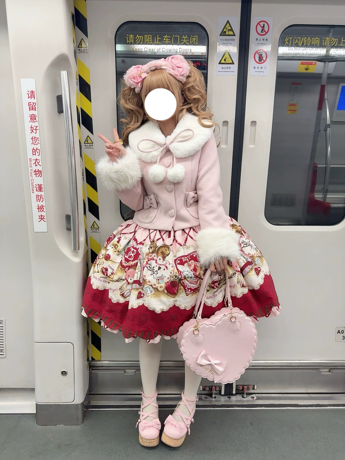 Sara Bell - Winter Story - Winter Kawaii Lolita Short Coat, Detachable Fur Collar 44068:794414