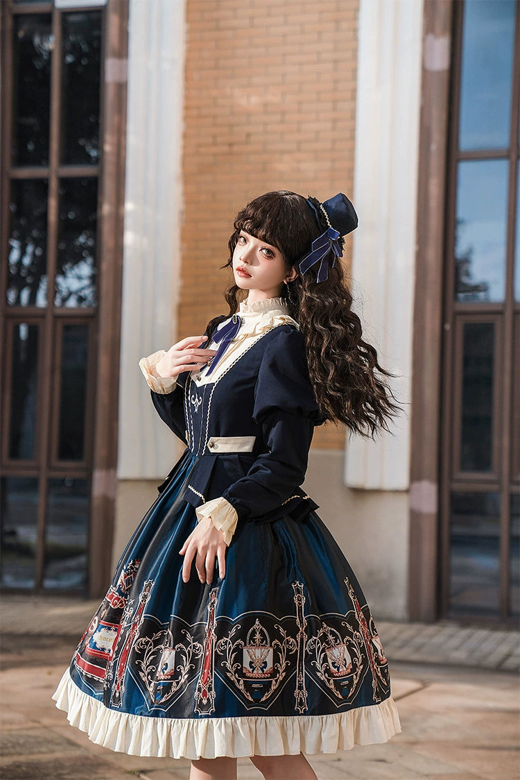 ZhiJinYuan~Chocolate Academy~Elegant Preppy style Lolita OP Dress   
