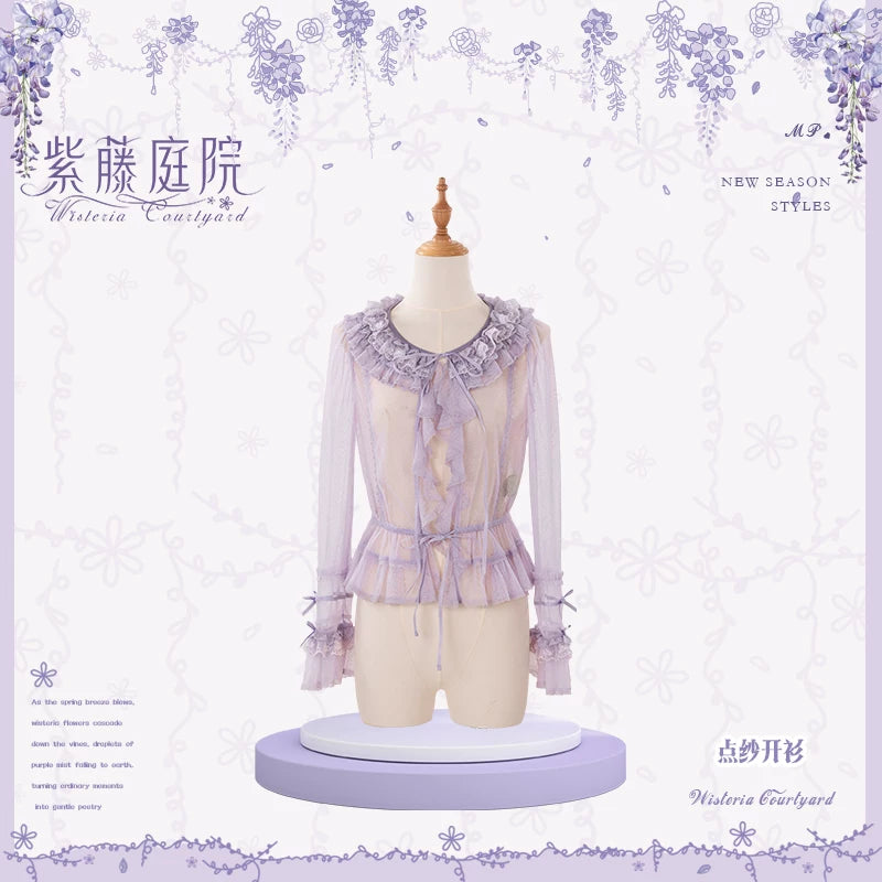 Wisteria Courtyard - Dreamy Purple Classic Lolita Dress, Wisteria Embroidery (L M S XL XS) 45299:843688