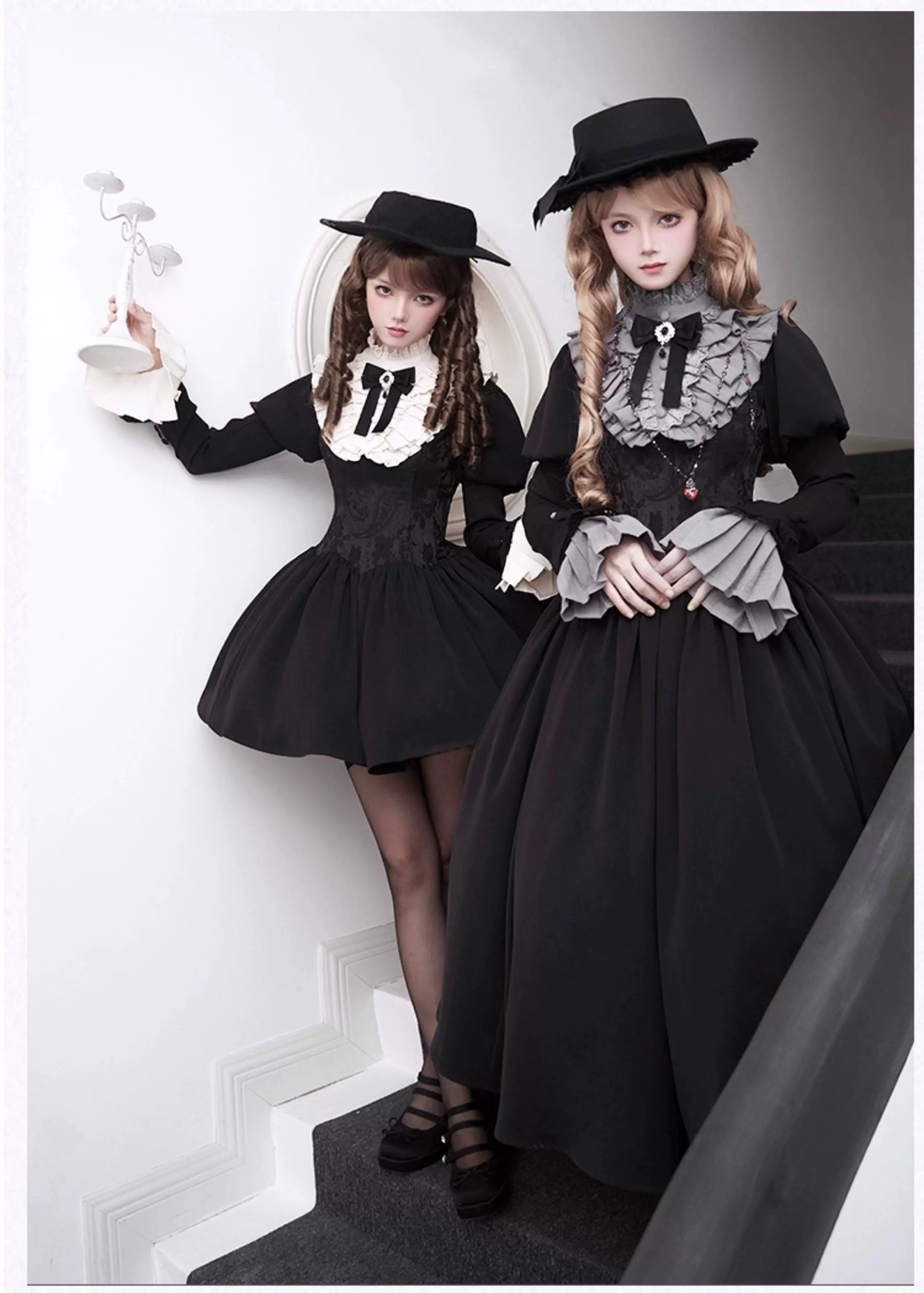 Old Covenant - Classic Lolita Jacquard OP Dress, Petal-Shaped Boned Waist