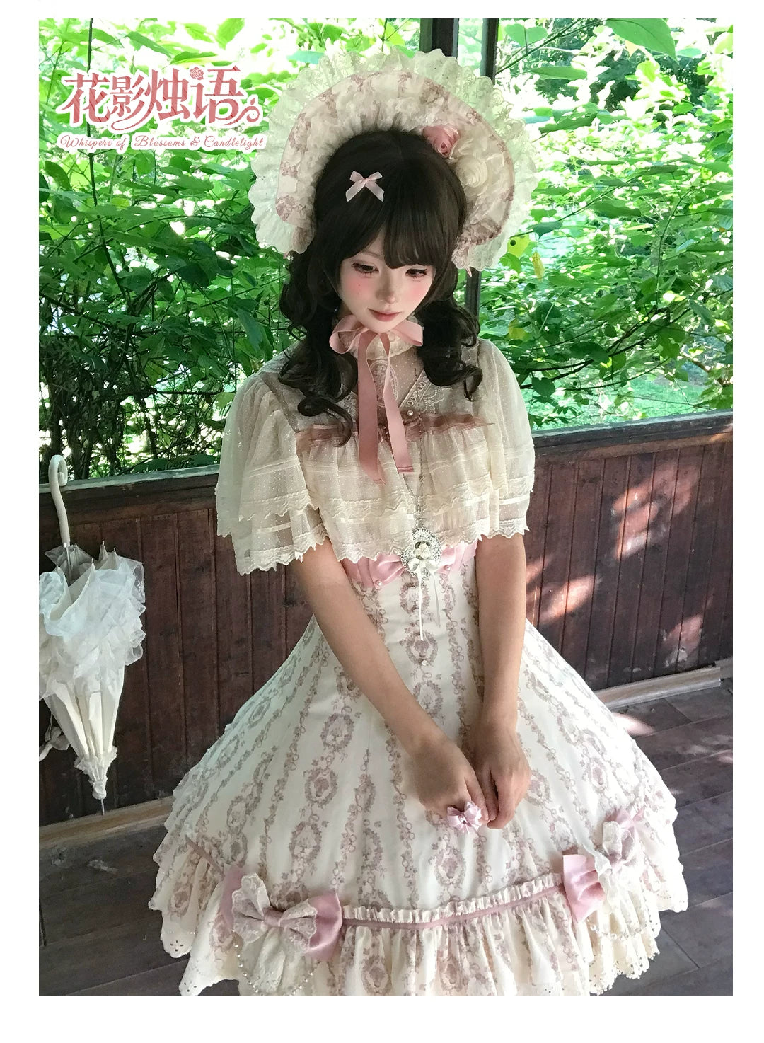 Whispers of Blossoms & Candlelight - Sweet Lolita Floral Printed JSK Dress with Bows 45631:856532