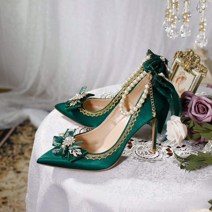 One Night~Wedding Lolita Shoes Pointed-toe High Heel Shoes Thin Heel   