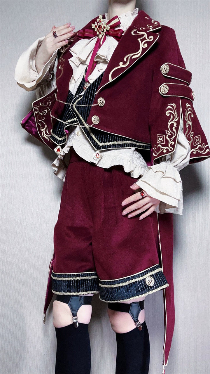 Letters from Unknown Star~Heir~Ouji Lolita Shorts Set Military Prince Lolita Coat and Blouse