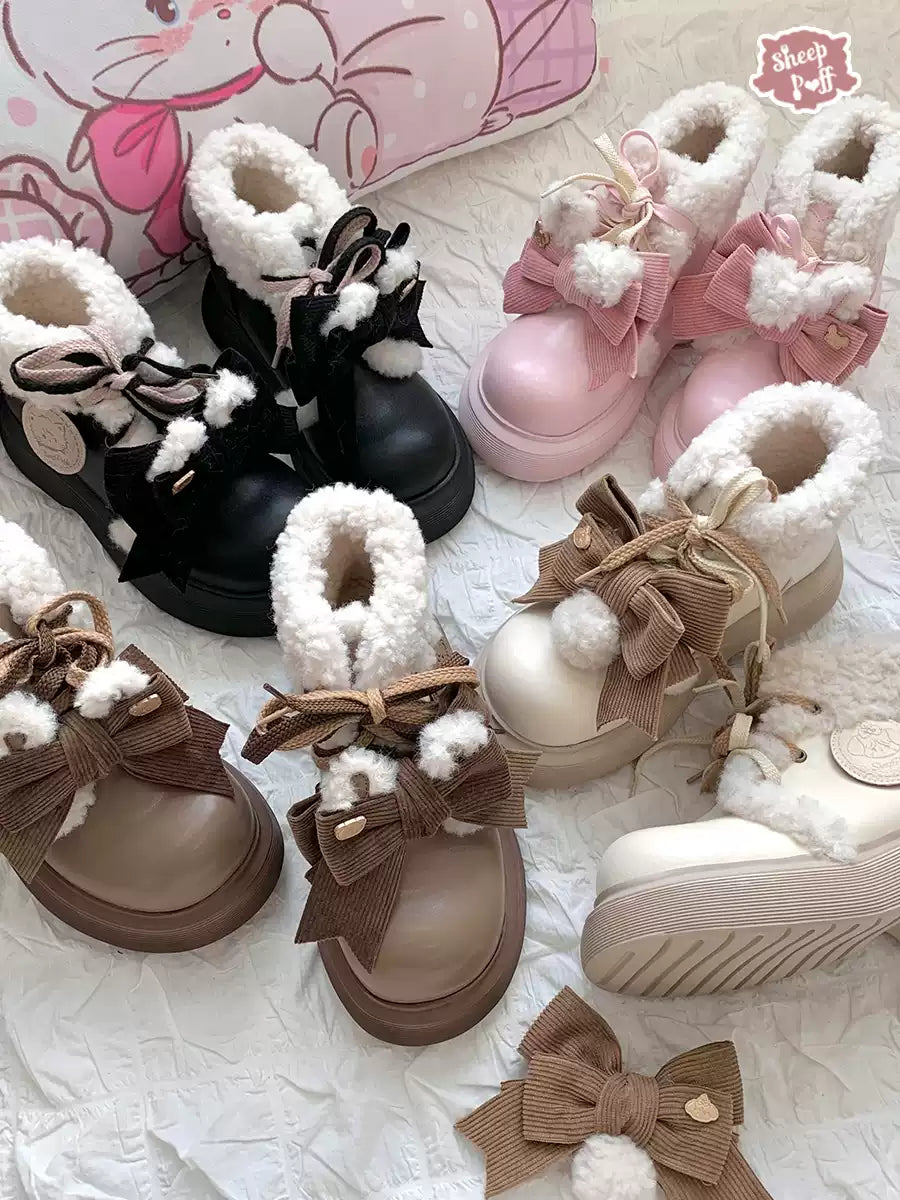 Sheep Puff~Sweet Lolita Fleece Shoes Winter Warm Snow Boots 40722:691726