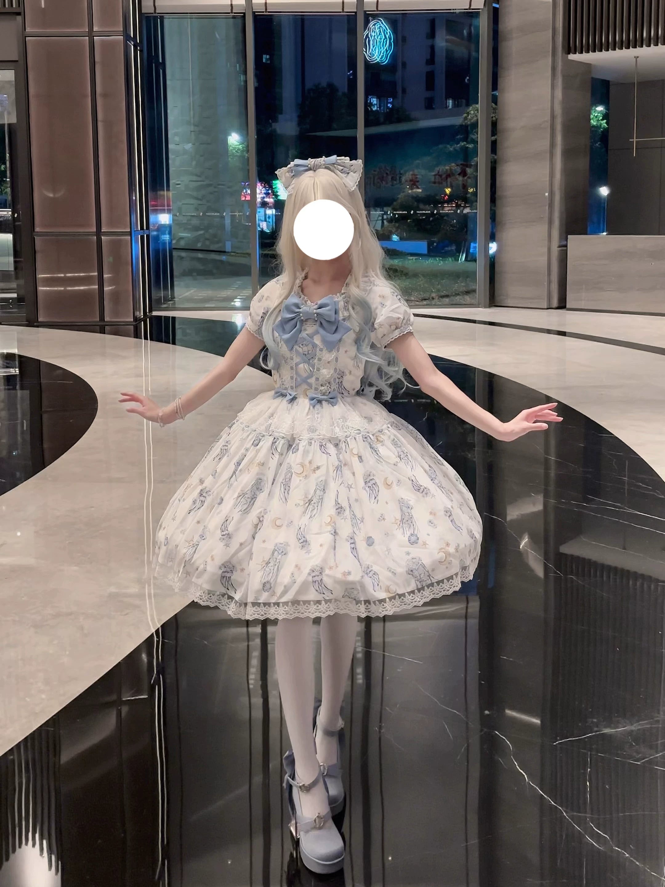 Starry Jellyfish - Printed Classic Lolita JSK Dress, Short Sleeve OP