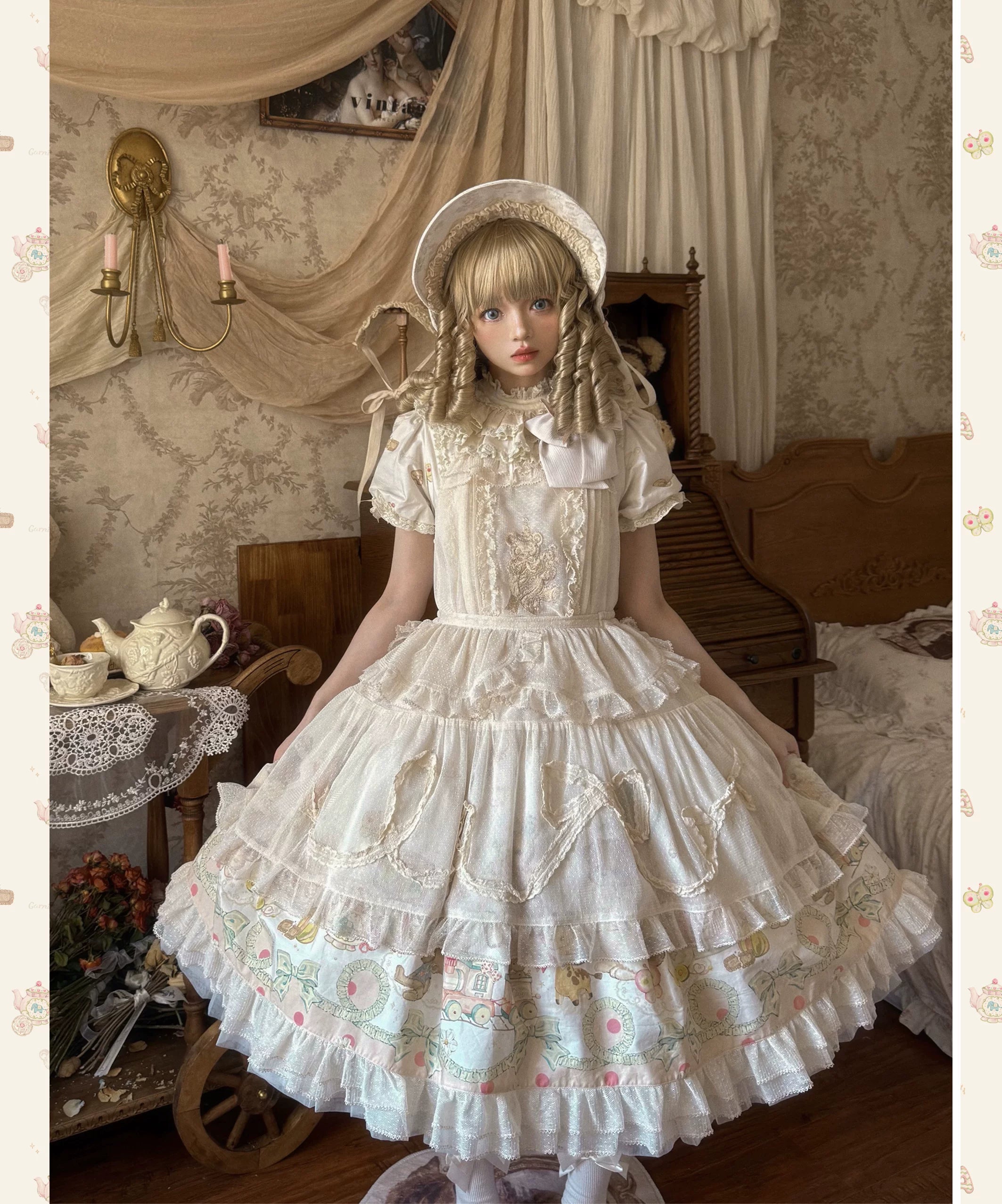 Toy Box - Doll-like Kawaii Lolita OP Dress, Toys Print 44494:812813