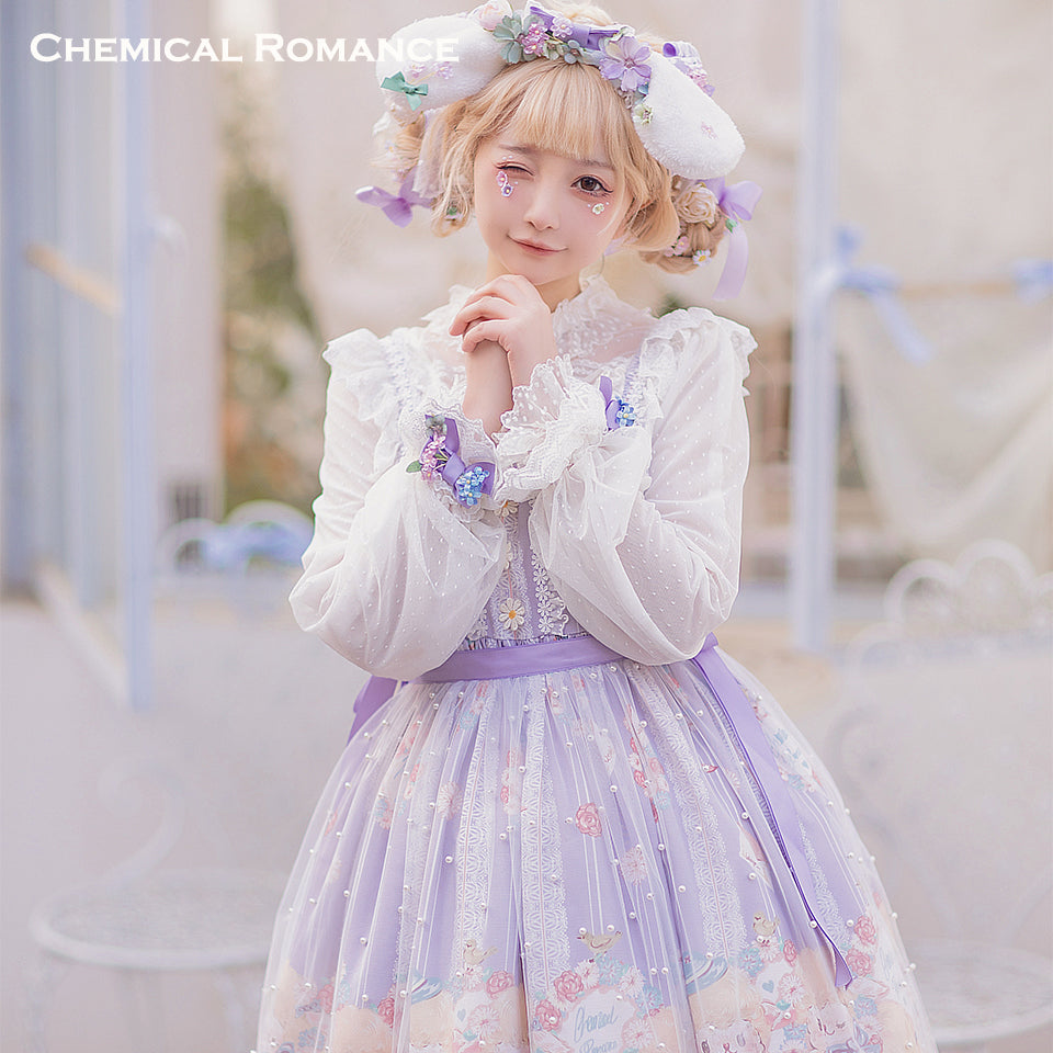Chemical Romance~Lamb Postman~Sweet Lolita Printed JSK Dress S lilac 