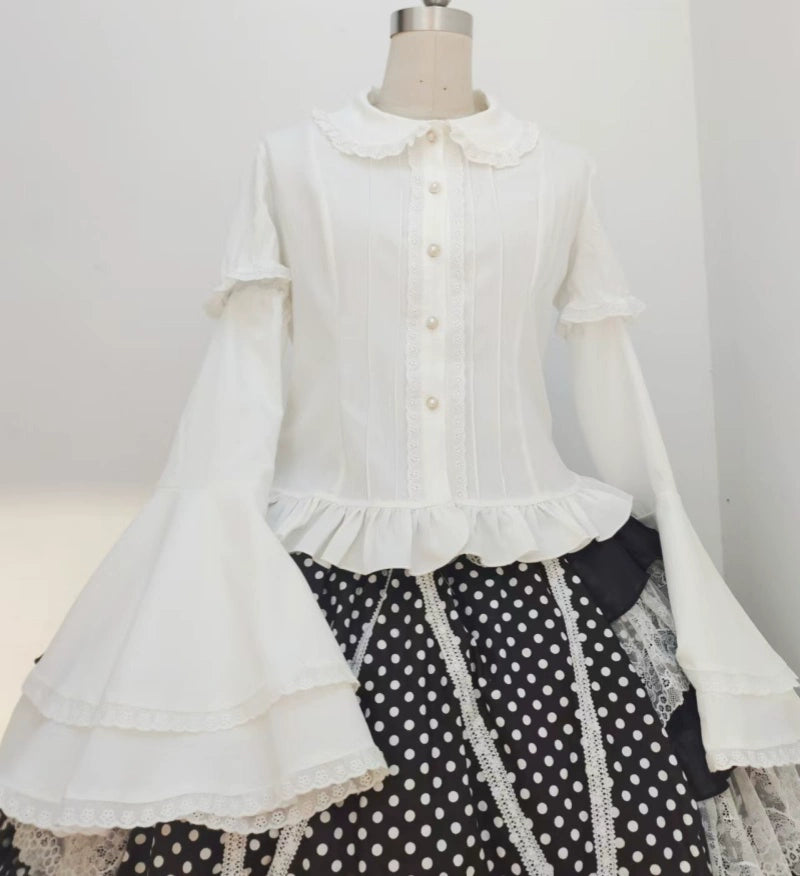 Sweet Angel - Daily Lolita White Short Sleeve Shirt S white shirt+detachable sleeves