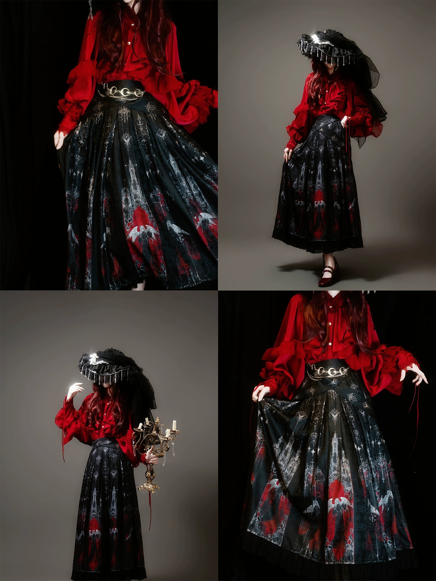 Luoluan Lolita - Fallen Angel - Printed Gothic Lolita Skirt Outfit 43909:788878