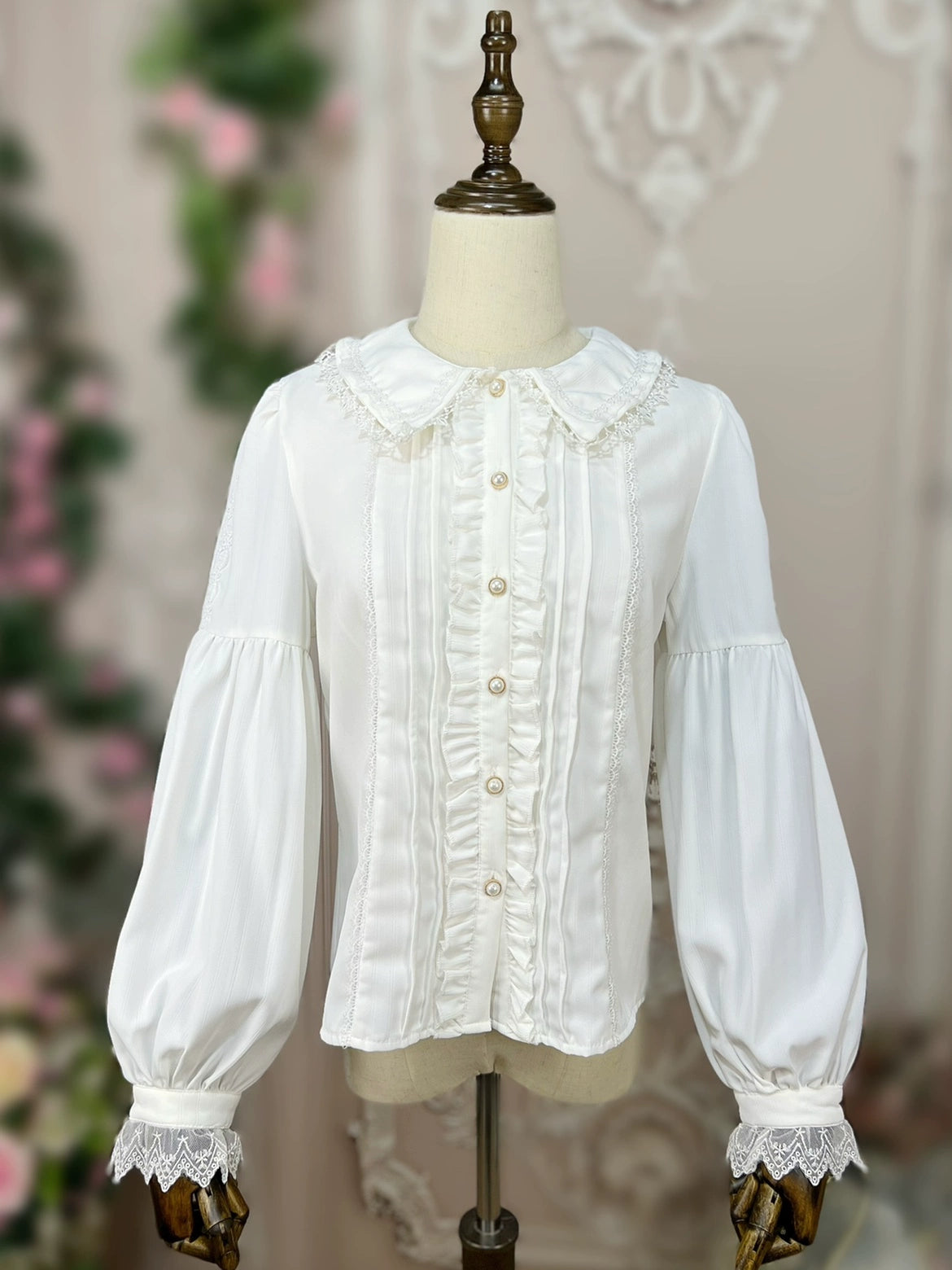 DMFS Lolita - Sweet Lolita Blouse Winter Doll Collar Shirt Long Sleeve Fit Top S Off-white