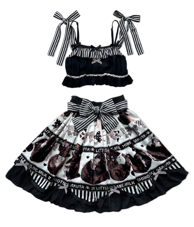 Sakuya Lolita~Kawaii Lolita Cat Print Skirt Suit S skirt+camisole 