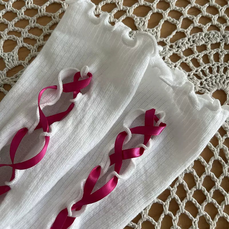 WAGUIR - Daily Lolita Hand Cuffs Multicolors One Size White and Rose Red