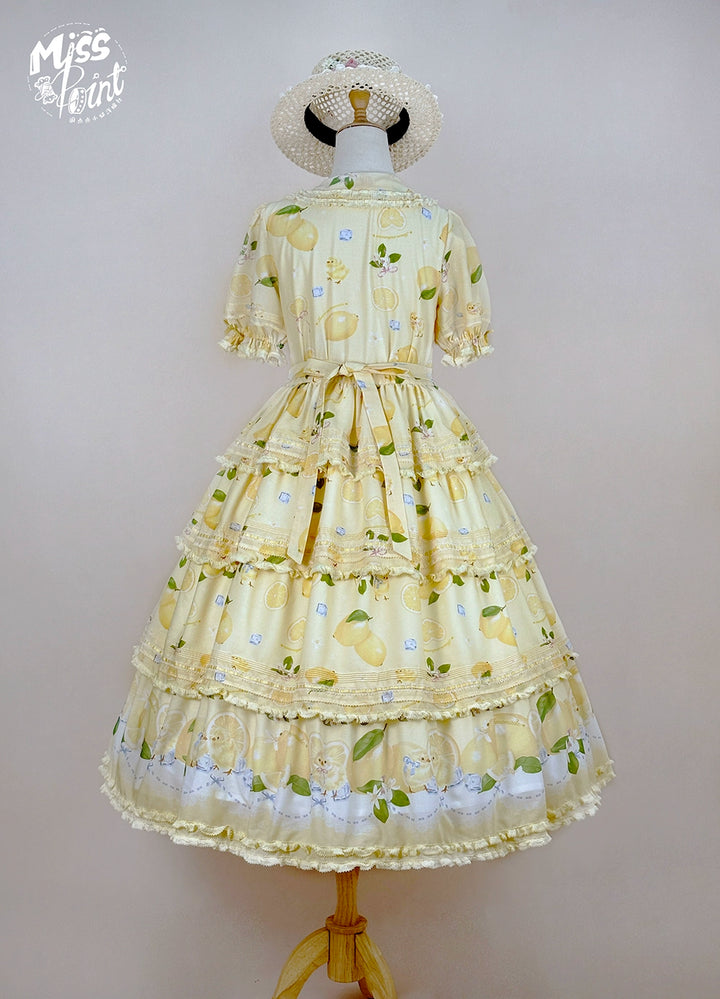 Miss Point~Lemon Chick~Country Lolita Printed OP With Button Front 42984:760438