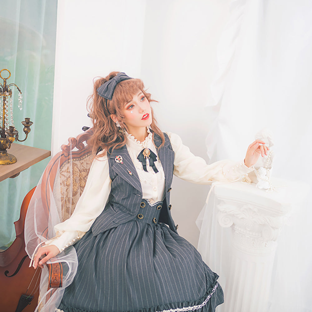 Miss Point~Rose Doll~Elegant Lolita Striped Fishbone Skirt 32524:385192