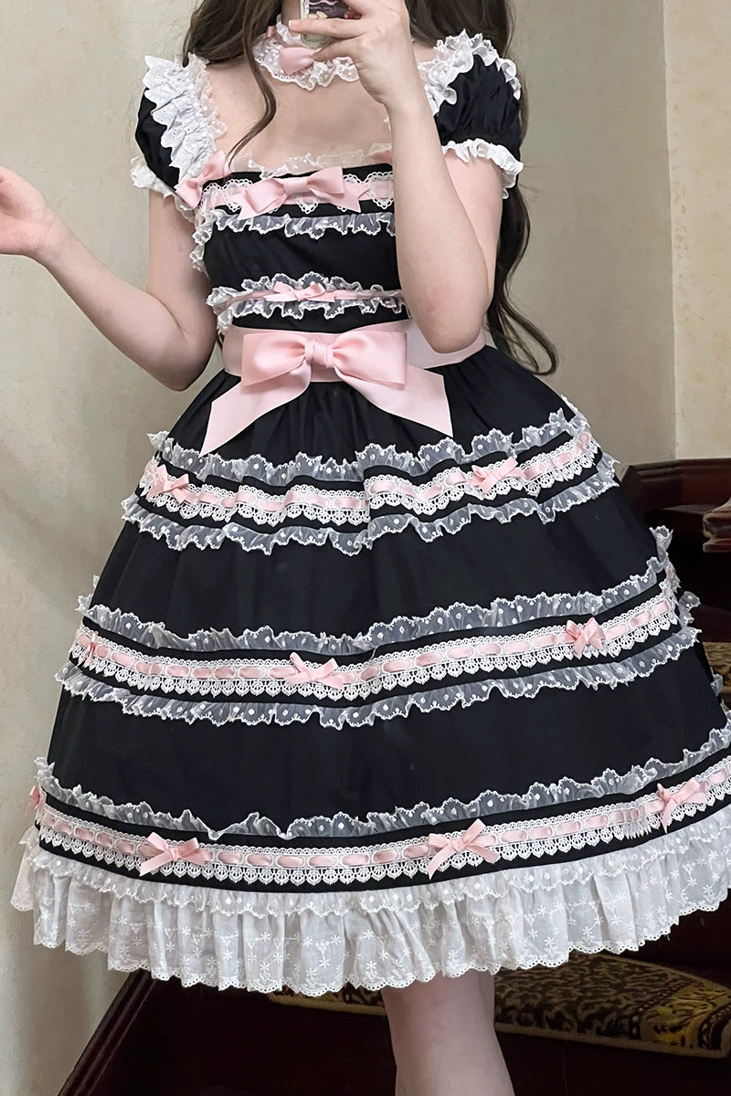 NanShengGe~Love Ice Cream~Sweet Lolita OP Dress Plus Size Multicolor S Black OP 