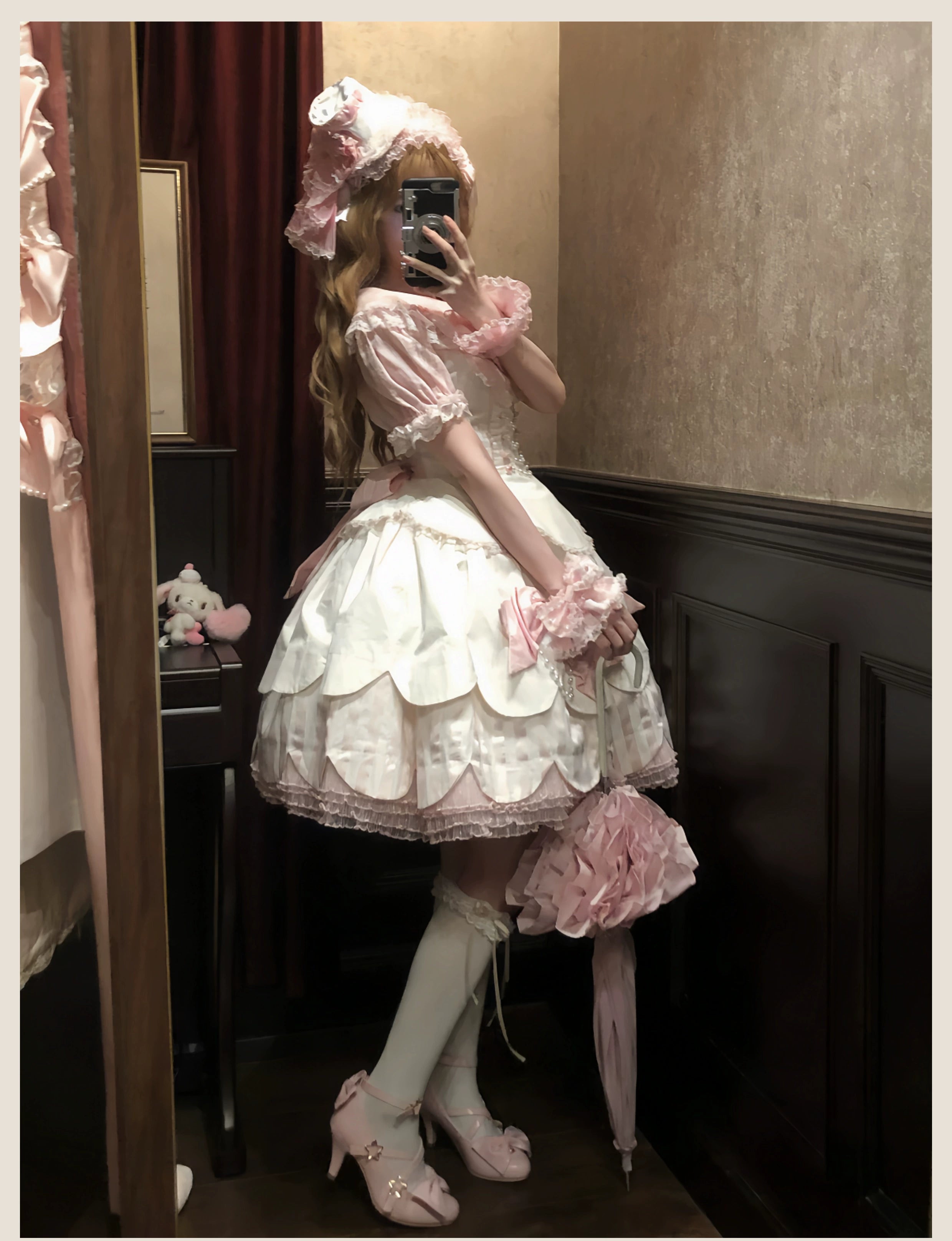 TaTaTa Lolita - Pearl Princess - Old School Lolita Jumper Dress Outfit, Petal Hem 44056:793712