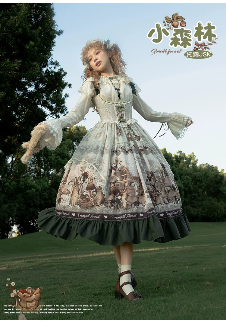 Spireme Cat~Small Forest~Classic Lolita JSK Dress Chest Support Printing Dress   