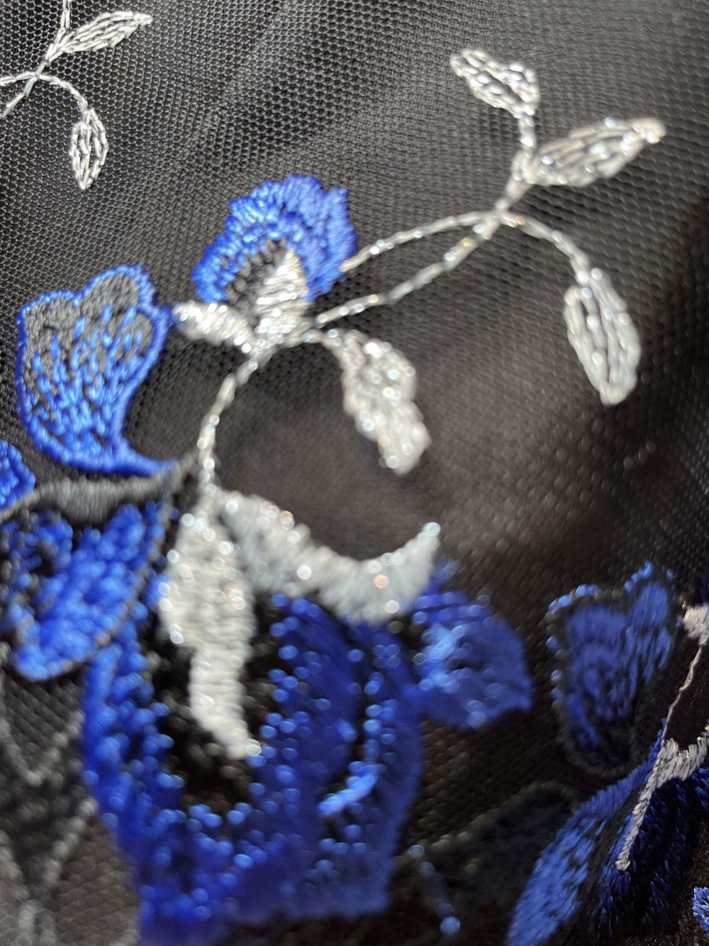 Alice of the Night - Gothic Lolita JSK Cotton Dress, Embroidery & Blue Florals