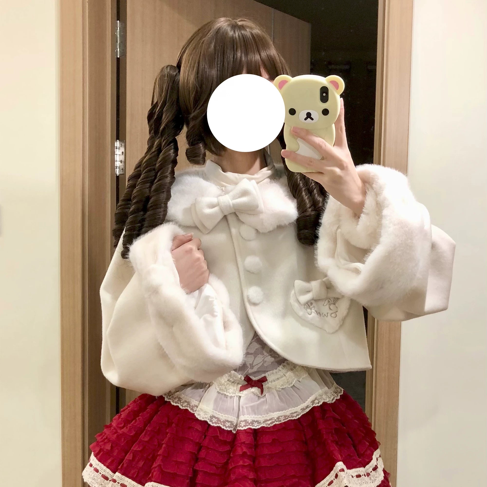 Rabbit Heart Knot - Sweet Lolita Winter Short Coat, Detachable Bunny-Ear Collar 45891:866849