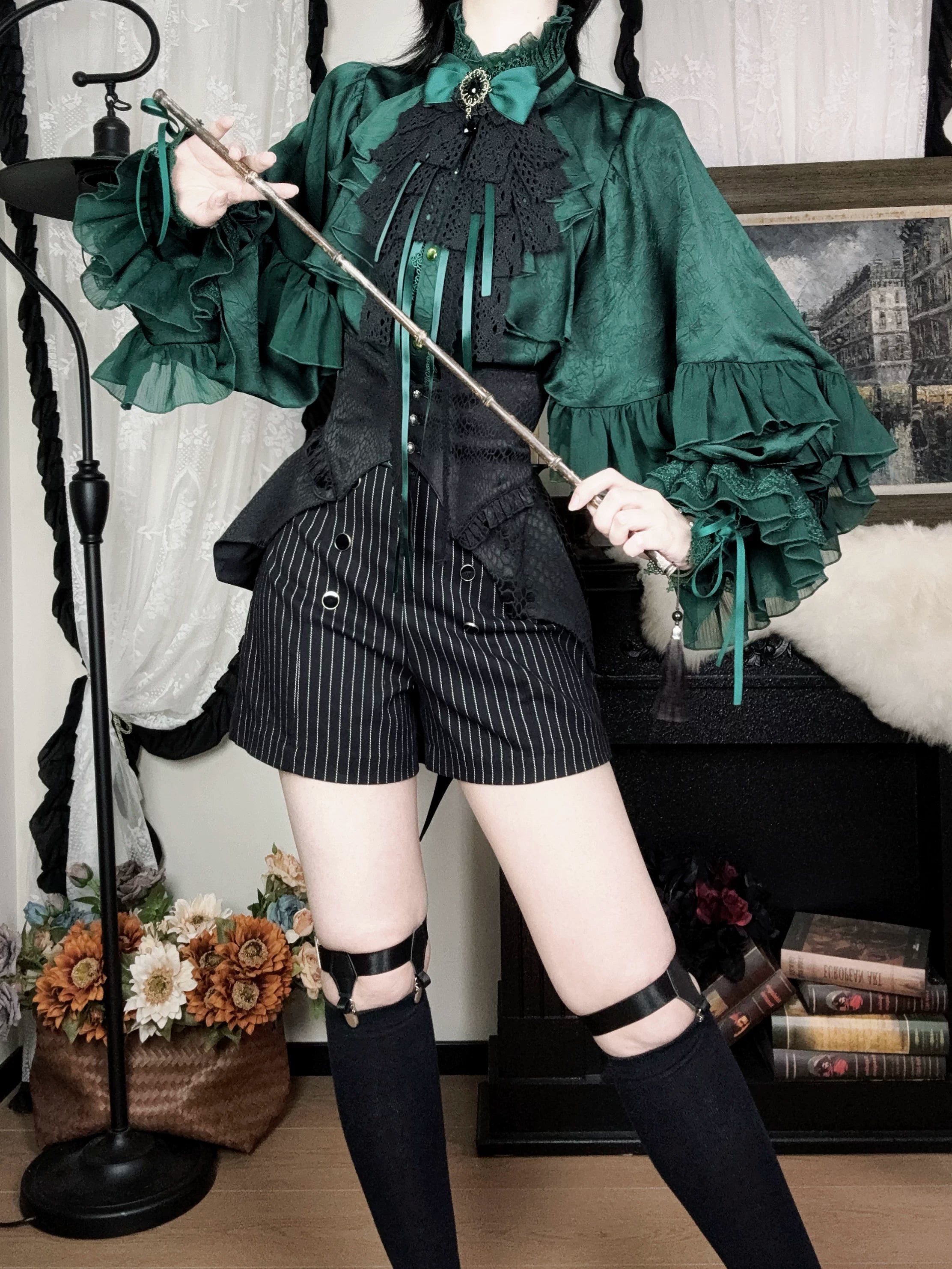 Blue Moon Bone Erosion - Gothic Lolita Waist Cincher, Bat Wing Hem 44453:809575